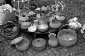 Differing examples of pine needle baskets - Jacksonville, Florida