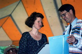 Ormond Loomis handing an award to Nancy Rogers - White Springs, Florida .