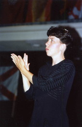 Diane Delage interprets for the hearing impaired audience - White Springs, Florida
