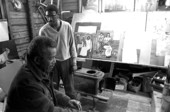 Artist Ellis Wright and painter Pharoah Baker in Baker's studio- Lake City, Florida