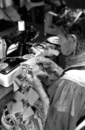 Lottie Shore making Seminole patchwork- White Springs, Florida