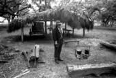 Man standing in the ranching area at the Kissimmee Cow Camp- Frostproof, Florida