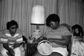 Margaret Garrison and Barbara Turner making sweetgrass baskets- Jacksonville, Florida