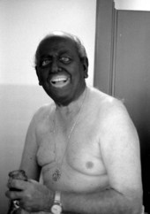 Juan "Bolito" Landa putting on "black face" for a Cuban variety show - Miami, Florida.