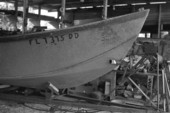 View of a boat built by Leo Gillis- Basinger, Florida