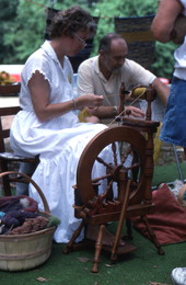 Woman spinning cotton at the 1990 Florida Folk Festival - White Springs, Florida