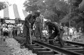 Gandy dancers performing railroad work at the Florida Folk Festival- White Springs, Florida