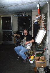 Tampa Blue playing slide blues guitar on a steel guitar- Tampa, Florida.