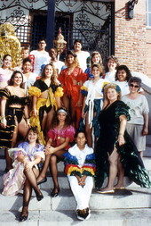 Group portrait of the Cayo Hueso Comparsa Dancers- Key West, Florida.