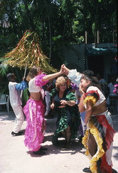 Emelia Fernandez (center) leading Cayo Hueso Comparsa Dancers practicing- Key West, Florida.