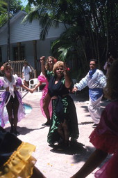 Emelia Fernandez (center) leading Cayo Hueso Comparsa Dancers - Key West, Florida.