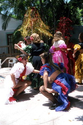 Emelia Fernandez (center) leading Cayo Hueso Comparsa Dancers - Key West, Florida.
