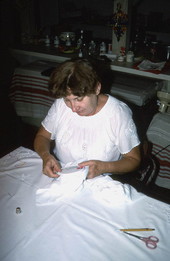 Margaret Horvath making Hungarian embroidery- Port Orange, Florida