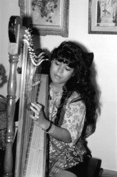 Cecilia Santos plays Venezuelan harp- Miami, Florida.