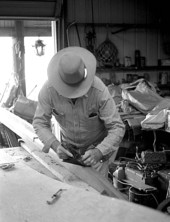 Glen Simmons building an Everglades skiff- Florida City, Florida.