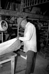 Glen Simmons building an Everglades skiff- Florida City, Florida.