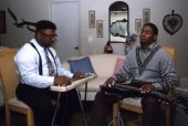 Gospel steel guitarist Aubrey Ghent teaching his apprentice Elton Noble - Fort Pierce, Florida
