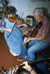 Apprentice Trenda Slaughter and Willie David Jones playing music with unidentified guitarist - Old Town, Florida