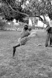 Nigerian acrobatic dance apprentice Akila Baki practicing - North Miami, Florida.