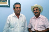 Cuban guajiro singer Meliton Perdomo, right, with his apprentice Mario Brito - Medley, Florida.