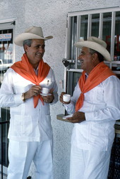 Cuban guajiro singer Meliton Perdomo sings a decima to apprentice Mario Brito - Medley, Florida.
