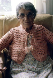 Erna Parpard wearing a bed jacket - Boynton Beach, Florida.