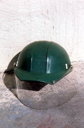 Helmet worn by cane cutters - Pahokee, Florida