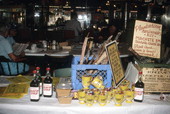 Restaurant display of "Plantation Beginner Kit", with machetes, sugar cane, mugs and syrup - Clewiston, Florida.