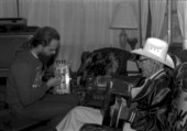 Joseph "Papa Joe" Arbie, Cajun accordion player, practicing with his apprentice Mike Stapleton of North Miami Beach - Live Oak, Florida.