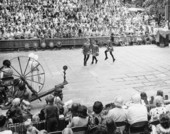 Girls performing Irish folk dancing at the 1970 Florida Folk Festival - White Springs, Florida.