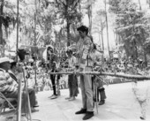 Boy Scouts performing ceremonial Native American dance at the Florida Folk Festival - White Springs, Florida.