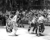 Boy Scouts performing ceremonial Native American dance at the Florida Folk Festival - White Springs, Florida.