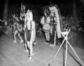 Boy Scouts performing ceremonial Native American dance at the Florida Folk Festival - White Springs, Florida.