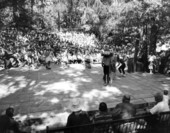Boy Scouts performing ceremonial Native American dance at the Florida Folk Festival - White Springs, Florida.