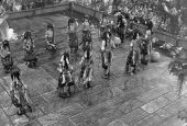 Boy Scouts performing ceremonial Native American dance at the Florida Folk Festival - White Springs, Florida.
