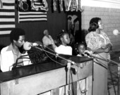 Tony Reddick, Reatha Pearl Marshall and children performing at the 1977 Florida Folk Festival - White Springs, Florida