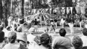 Children dancing around the maypole at the 1960 Florida Folk Festival - White Springs, Florida