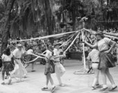 Children winding the maypole at the Florida Folk Festival - White Springs, Florida