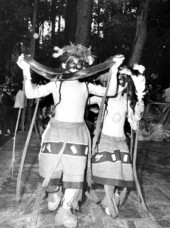 Boy Scouts performing ceremonial Native American Snake Rain Dance at the 1969 Florida Folk Festival - White Springs, Florida