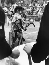 Boy Scouts performing ceremonial Native American Snake Rain Dance at the 1969 Florida Folk Festival - White Springs, Florida