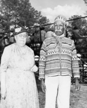 Seminole Indian Billy Bowlegs III with Mrs. Frederick Lykes of Brooksville at the 1954 Florida Folk Festival - White Springs, Florida