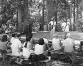Jim Strickland (r) and Bill Dudley of Lutz playing at music workshop at the 1978 Florida Folk Festival - White Springs, Florida