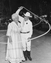 Trick roper Danny Coflin of Odessa and Thelma Boltin at the 1970 Florida Folk Festival - White Springs, Florida