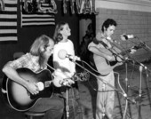 Joe Mark of St. Augustine, right, performing with Gene and Gail Smith at the 1977 Florida Folk Festival - White Springs, Florida.