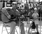 L-r, George, Marilyn, and Jimmy Heaps-Nelson performing at the 1974 Florida Folk Festival - White Springs, Florida
