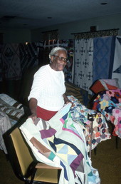 Quilter Sally Jones showing her quilts - White Springs, Florida