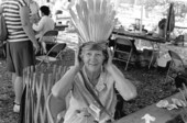 Evelyn Caffee Parks of Winter Haven showing her palmetto and palm crafts at the 1986 Florida Folk Festival - White Springs, Florida