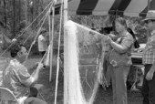 Jean and Bobby Smith demonstrating net making at the 1987 Florida Folk Festival - White Springs, Florida