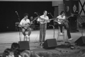 Spiros Skordilis, center, and apprentices playing Greek bouzouki music at the 1987 Florida Folk Festival - White Springs, Florida