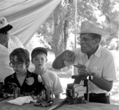 Fred Whitlow making a Jew's harp at the 1988 Florida Folk Festival - White Springs, Florida